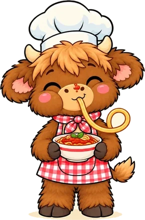 Moomli slurps spaghetti