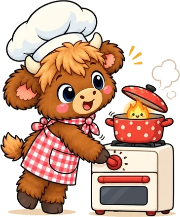 Moomli turns on the stove